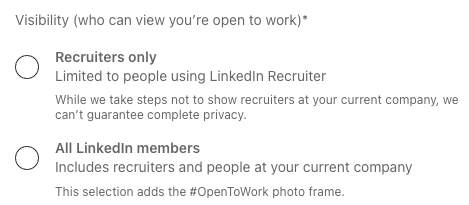 Configure Open to Work for Recruiters Only